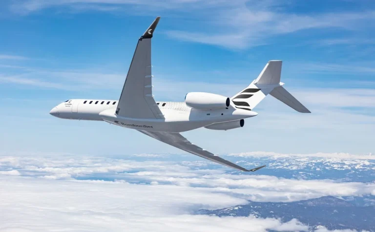 Private jet flying above the clouds showcasing luxurious long-range capability