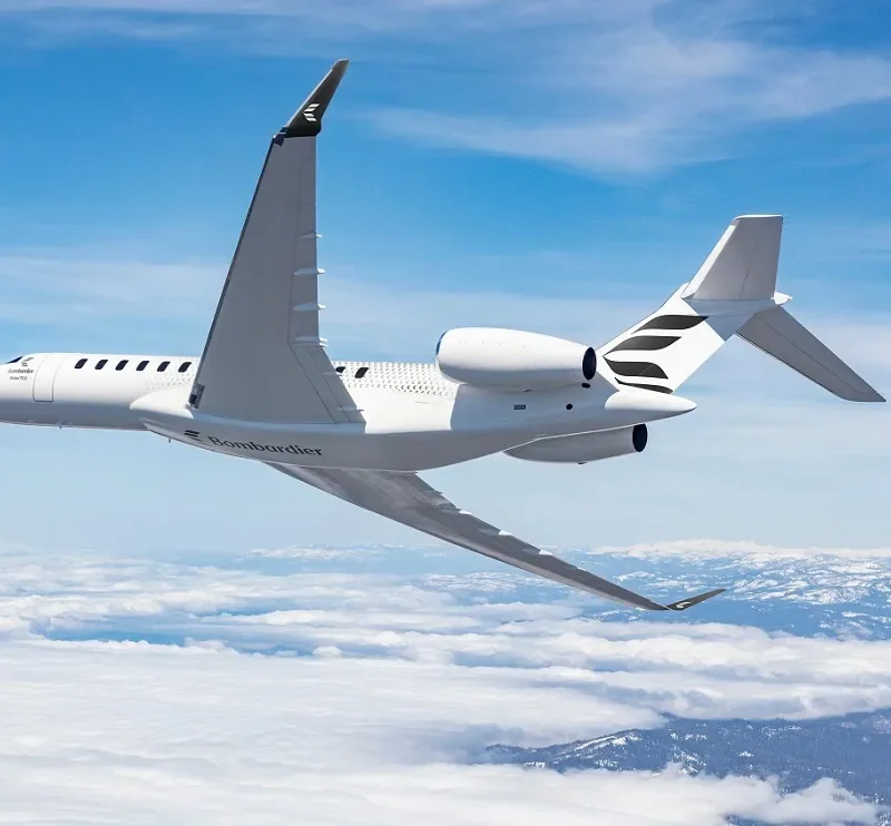 Private jet flying above the clouds showcasing luxurious long-range capability